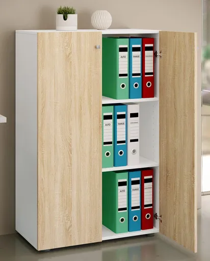 VCM Kancelářská skříň Lona XL s otočnými dvířky, bílá