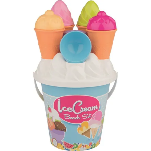 Sada na písek zmrzlina a cup cake modrý kyblík