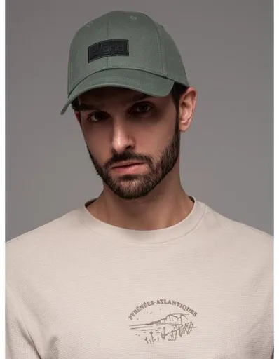 Pánská baseballová čepice s kšiltem a obdélníkovou nášivkou – khaki V6 OM-ACCS-0104