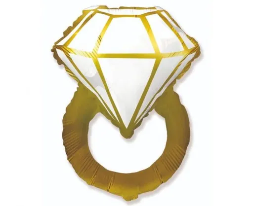 Balón foliový svatební prsten - prstýnek zlatý 80 cm - Rozlučka se svobodou - Flexmetal