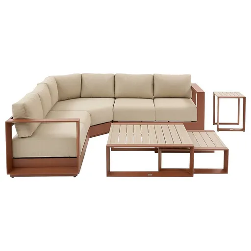 Hliníková rohová sestava pro 5 osob MADRID NEW (mahagon)