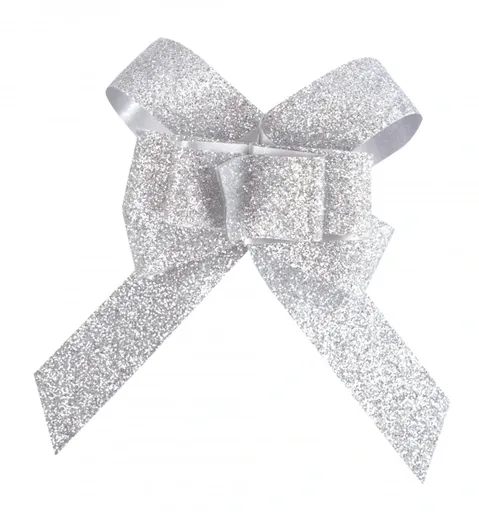 Santex Dekorační mašle - glitrované 10 ks Barva: Stříbrná