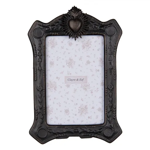 Černý fotorámaček zdobený srdcem - 15*3*22 cm / 10*15 cm 2F1216