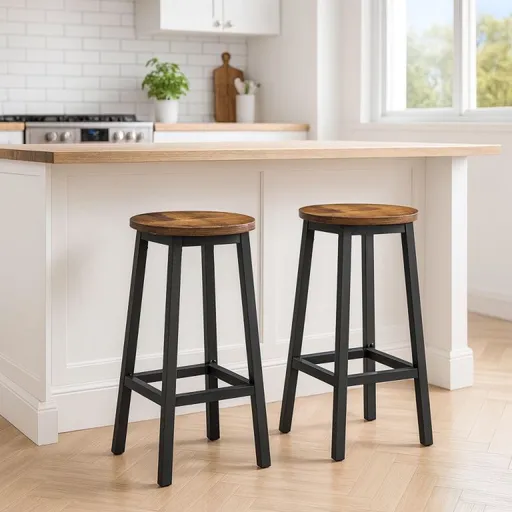 Sada 2 barových stoliček industriální styl 65 cm