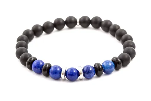 Agato Korálkový náramek z jadeitu, achátu a onyxu MINK54 19 cm