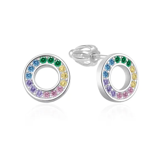 Agato Stříbrné náušnice s barevnými zirkony Kolečka AGT-E231SC