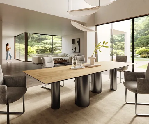 Jídelní stůl Edge 300x100 keramický Laminam® Sabbia dub barevný