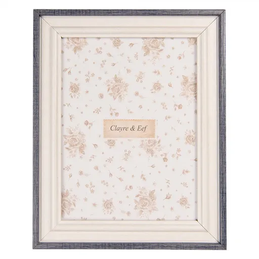 Bílo-modrý dřevěný fotorámeček L - 19*2*24 cm / 15*20 cm Clayre & Eef