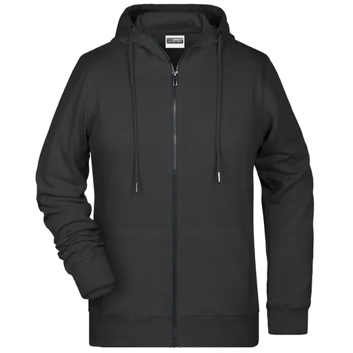 James & Nicholson (Daiber) Dámská mikina na zip z biobavlny 8025 - Černá | 2XL