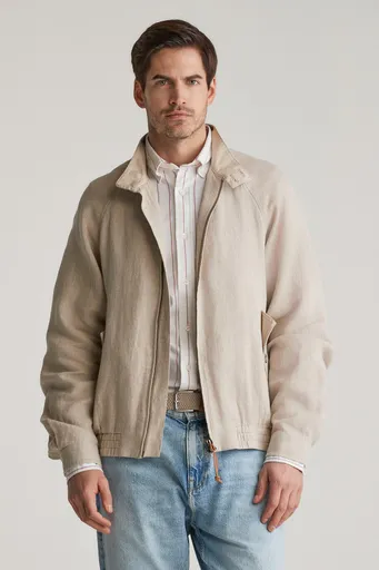 BUNDA GANT LINEN HARRINGTON JACKET DRY SAND