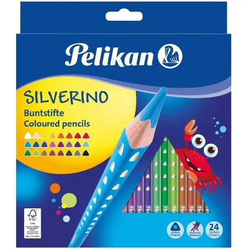 Pastelky Silverino 24 barev, trojhranné