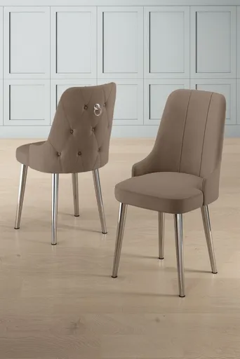 Sada židlí (6 kusů) Newa - Cappuccino, Chrome