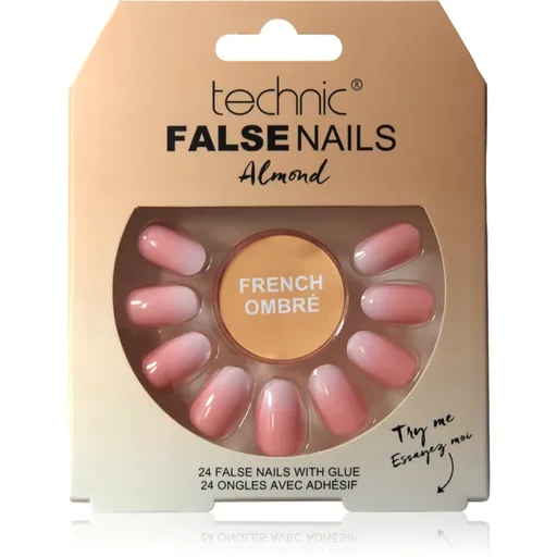 Technic Cosmetics False Nails Almond umělé nehty French Ombré 24 ks
