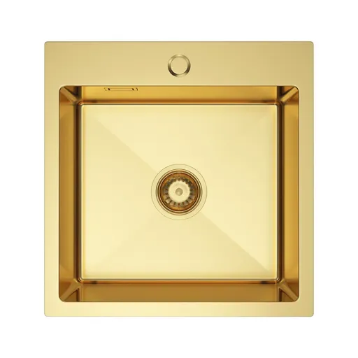 Zlatý ocelový dřez s jednou mísou 46 x 45 cm, Velazo VELAZ4645G