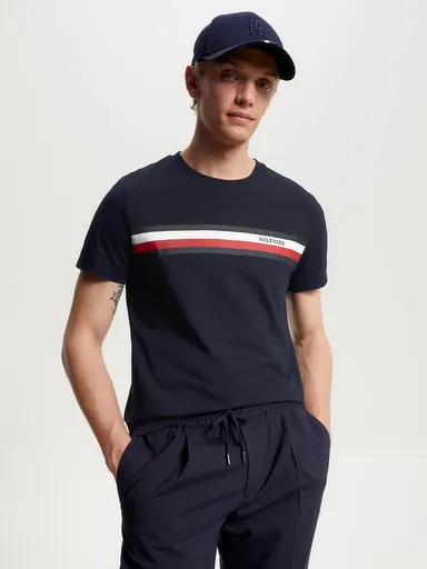 Tommy Hilfiger pánské tmavě modré triko Monotype MW0MW32119 XXL