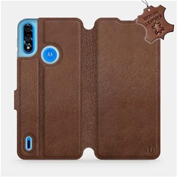 Kožené flip pouzdro na mobil Motorola Moto E7 Power - Hnědé -  Brown Leather (5903516685585)