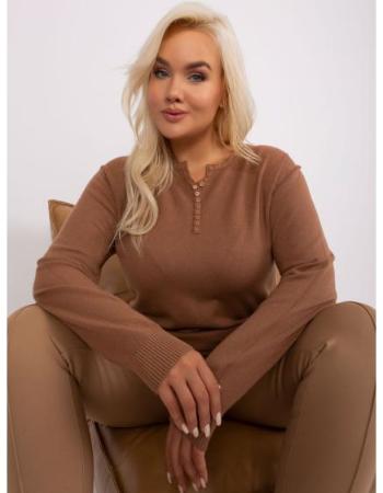 Dámský svetr s viskózou plus size DASH hnědý 