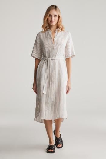 RUHA GANT REG LINEN STRIPED SHIRT DRESS DRY SAND