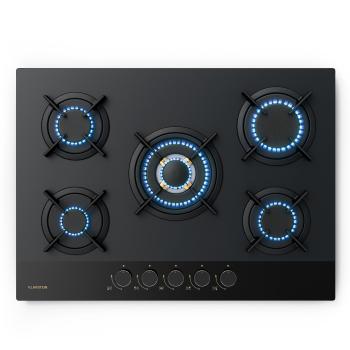 Klarstein Plynová varná deska Goldflame Nano, 5 mosazných hořáků, Nano povlak, LPG/zemní plyn