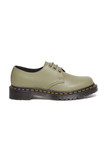 Kožené polobotky Dr. Martens 1461 dámské, zelená barva, na plochém podpatku, DM31696357