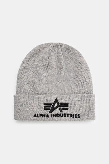 Čepice Alpha Industries šedá barva, z tenké pleteniny