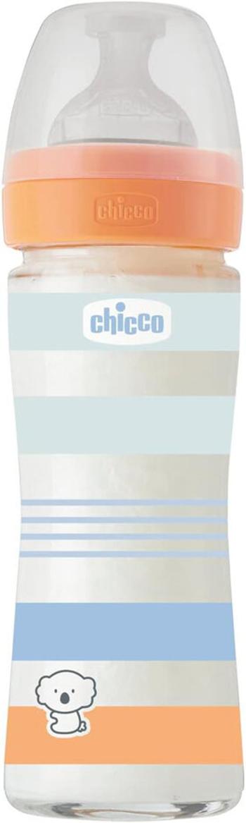 CHICCO Láhev kojenecká sklo Well-being silikon 240 ml kluk