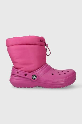 Dětské sněhule Crocs Classic Lined Neo Puff růžová barva