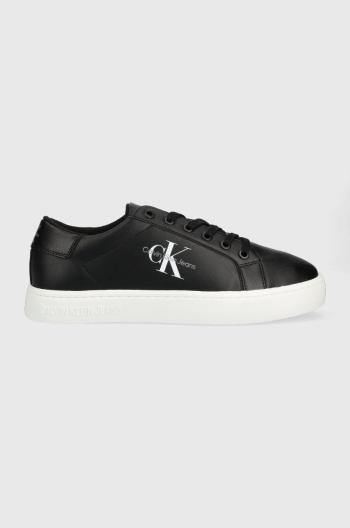 Kožené sneakers boty Calvin Klein Jeans CUPSOLE LACE UP LOW černá barva, YM0YM00491