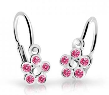 Cutie Jewellery Dětské kytičkové náušnice z bílého zlata C2744-10-X-2 fuchsiová