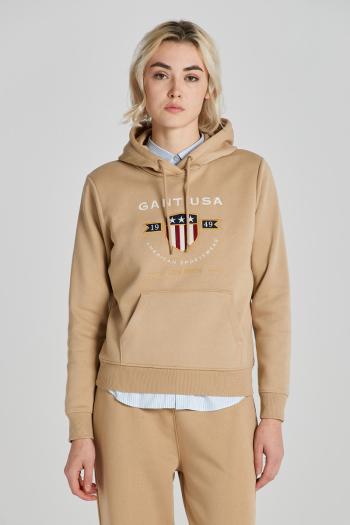 MIKINA GANT D1. BANNER SHIELD HOODIE DARK KHAKI