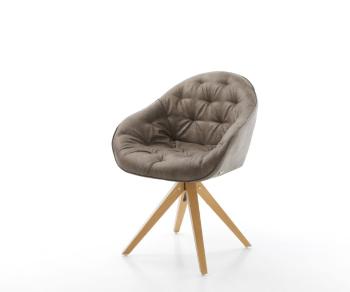Otočná židle Gaio-Flex taupe vintage mikrovlákno dřevěná podnož