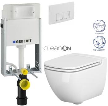 Geberit KOMBIFIX Basic tlačítko DELTA 50 Bílé WC CERSANIT CASPIA + SEDÁTKO 110.100.00.1 50BI CP1