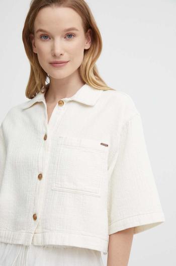 Bavlněná košile Pepe Jeans ELLE ECRU béžová barva, relaxed, s klasickým límcem, PL304844