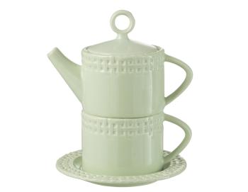 Zelený keramický Tea for One Hella Pastel Green - 18*16*22 cm 34669