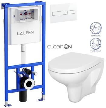 LAUFEN Rámový podomítkový modul CW1 SET s bílým tlačítkem + WC CERSANIT ARTECO CLEANON + SEDÁTKO H8946600000001BI AT1