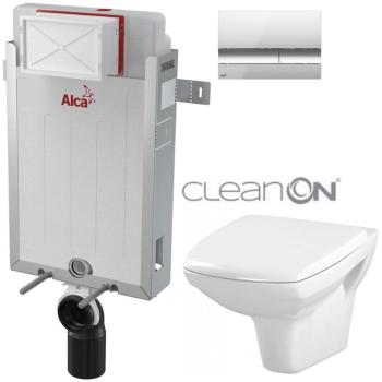 ALCADRAIN Renovmodul předstěnový instalační systém s chromovým tlačítkem M1721 + WC CERSANIT CLEANON CARINA  + SEDÁTKO AM115/1000 M1721 CA1