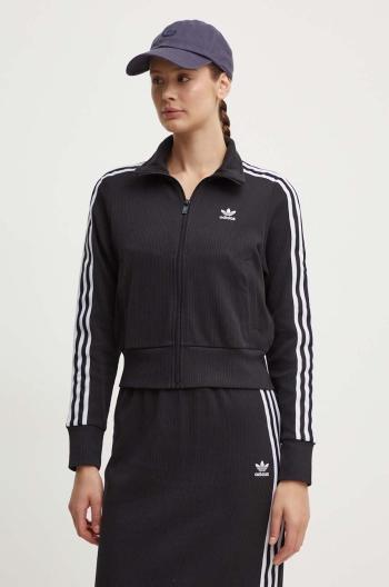 Mikina adidas Originals Knitted Track Top dámská, černá barva, vzorovaná, IY7278