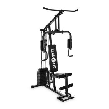 KLARFIT Strongbase, multifunkční posilovací stanice, kladková stanice, závaží do 45 kg, 3 kladky, černá