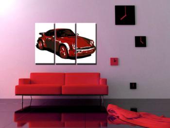 Ručně malovaný POP Art Porsche 911 3 dílný 120x80cm