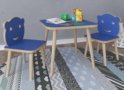 VCM Dětský stůl se židlemi LiLuLa, modrá