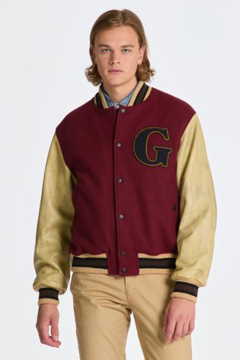 BUNDA GANT PADDED MIX VARSITY JACKET PLUMPED RED