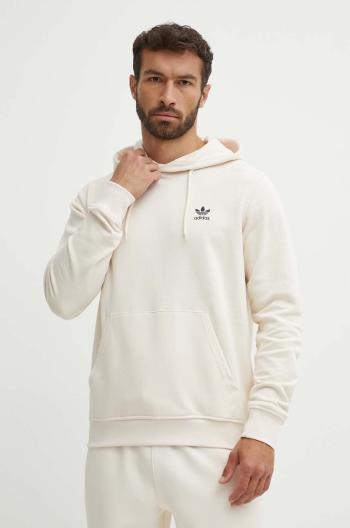 Bavlněná mikina adidas Originals pánská, béžová barva, s kapucí, s aplikací, IX7669