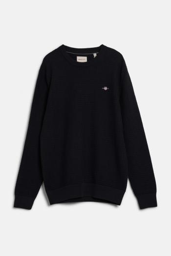 SVETR GANT COTTON TEXTURED C-NECK BLACK