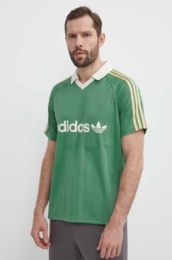 Polo tričko adidas Originals zelená barva, IR9381