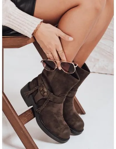 Dámské kotníkové boty ze semiše, hnědé