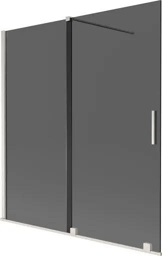 MEXEN/S Velar dvoukřídlá posuvná vanová zástěna 150 x 150, grafit, nikl kartáčovaný 896-150-000-41-97