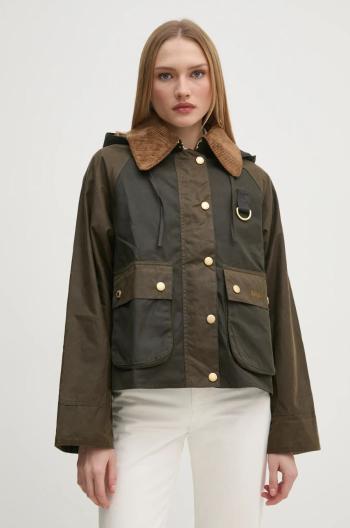 Bunda Barbour Reighton Wax dámská, hnědá barva, přechodná, oversize, LWX1397