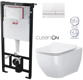 ALCADRAIN Sádromodul předstěnový instalační systém s bílým tlačítkem M1710 + WC CERSANIT CLEANON VIRGO + SEDÁTKO AM101/1120 M1710 ME1