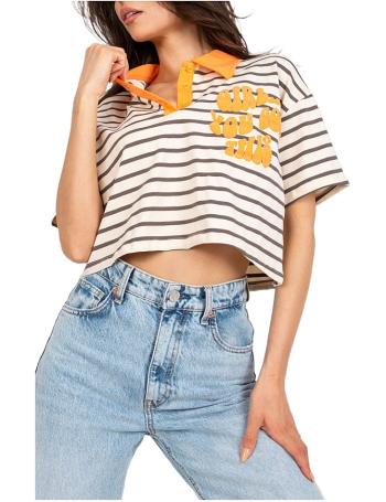 Béžovo-žlutý polo crop top "girl&hellip; you got this" vel. ONE SIZE