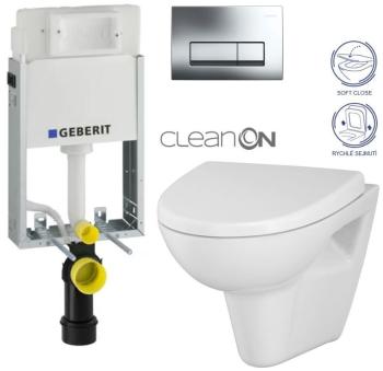 GEBERIT KOMBIFIXBasic vč. chromového tlačítka DELTA 51 + WC CERSANIT CLEANON PARVA + SEDÁTKO 110.100.00.1 51CR PA1